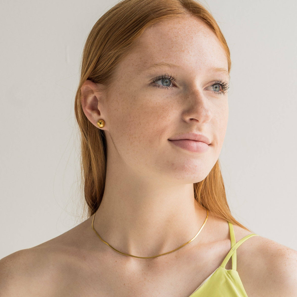 Waterproof Gold Micro Herringbone Necklace: Yellow Gold