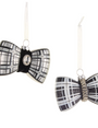 Black + White Plaid Bowtie Ornament