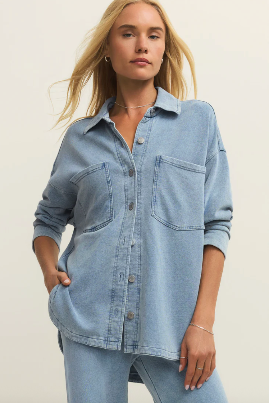 All Day Knit Denim Jacket | Ocean Air Indigo