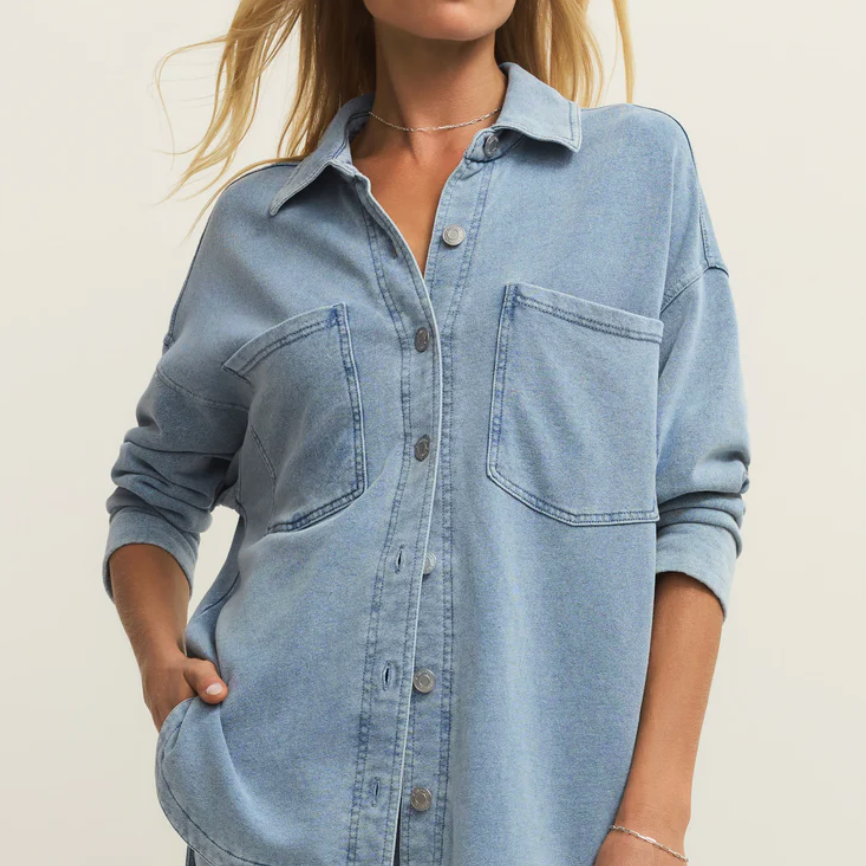 All Day Knit Denim Jacket | Ocean Air Indigo