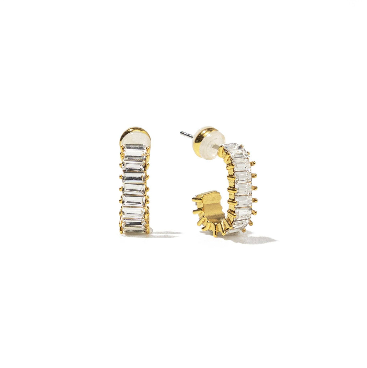 18K Gold Squared Brilliant Hoops 486: Yellow Gold