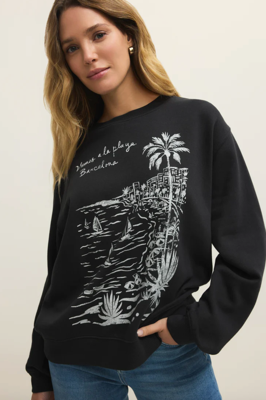 Z Supply | La Playa Boyfriend Sweatshirt | Black Sand
