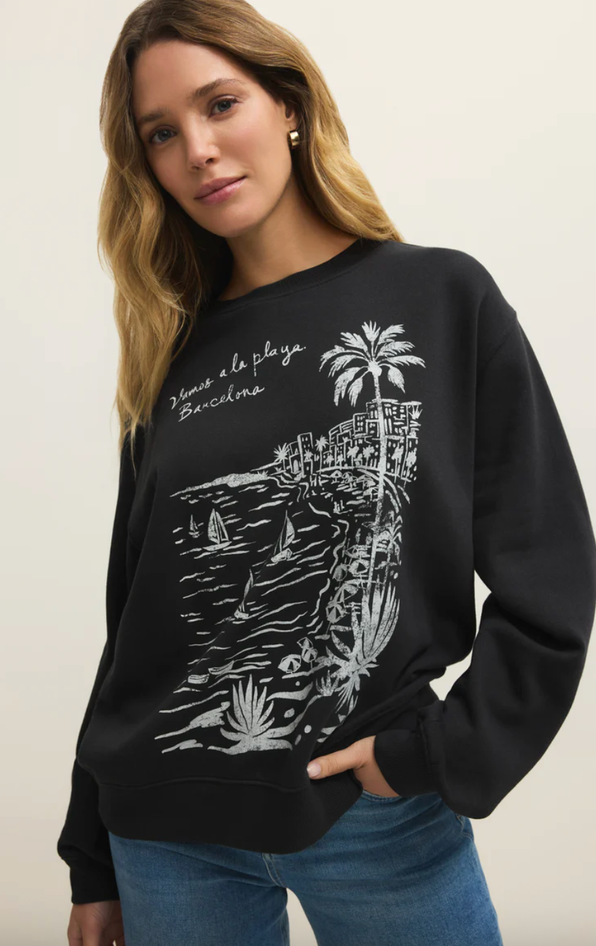 Z Supply | La Playa Boyfriend Sweatshirt | Black Sand