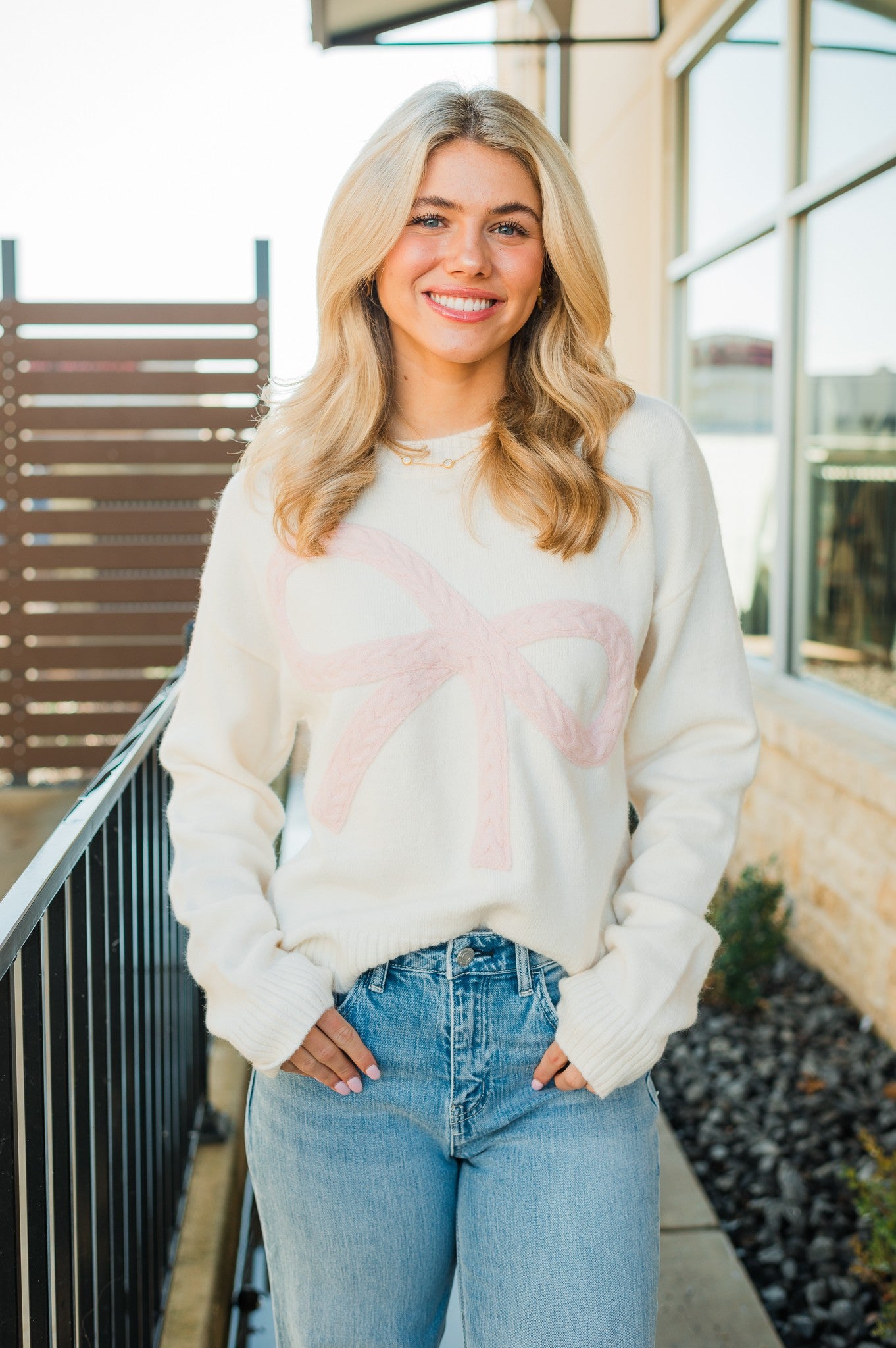 Cherity Sweater | Cream + Pink