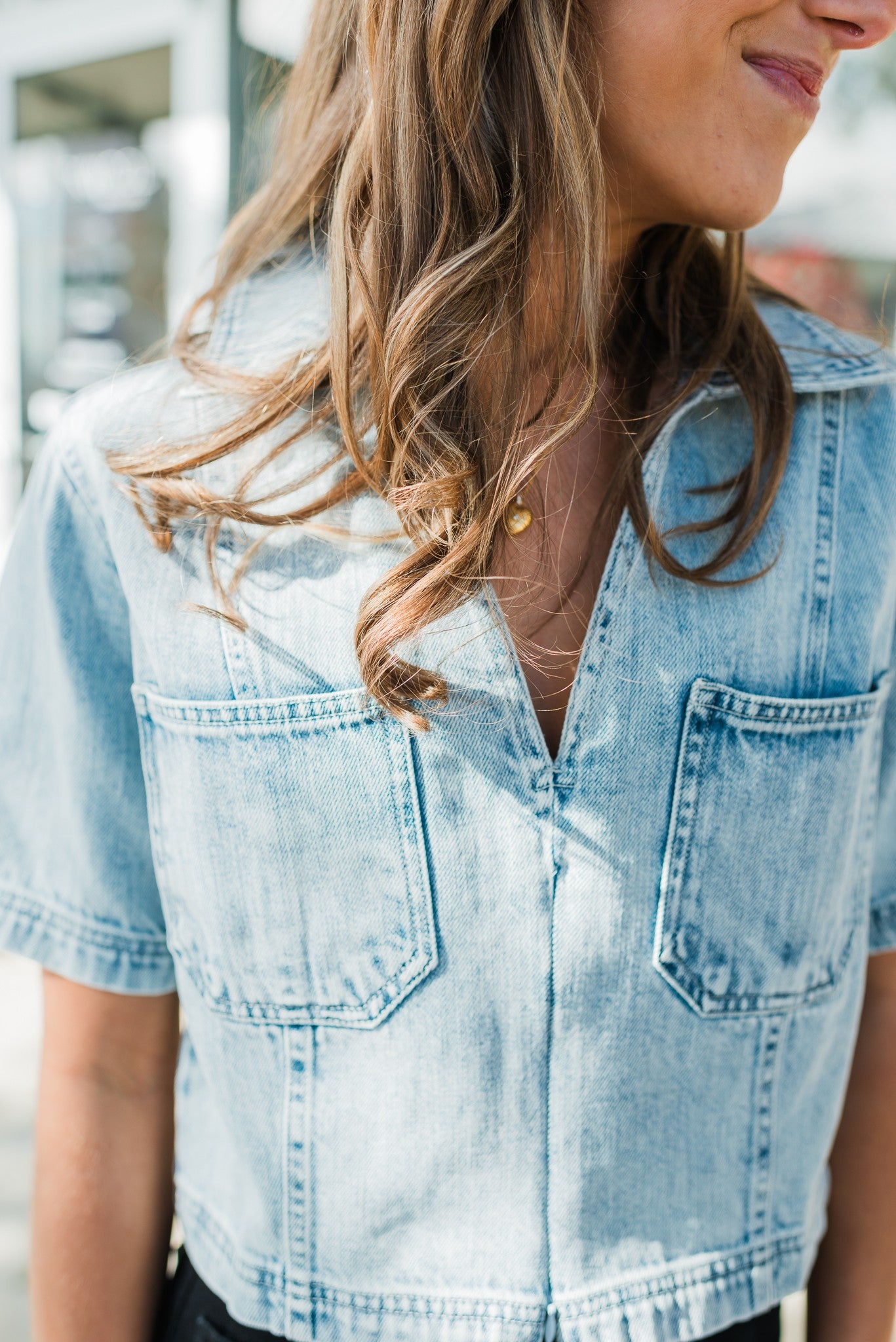 Aspen Denim Top | Acid Light