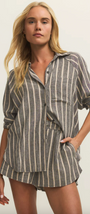 Perfect Linen Striped Top | Black