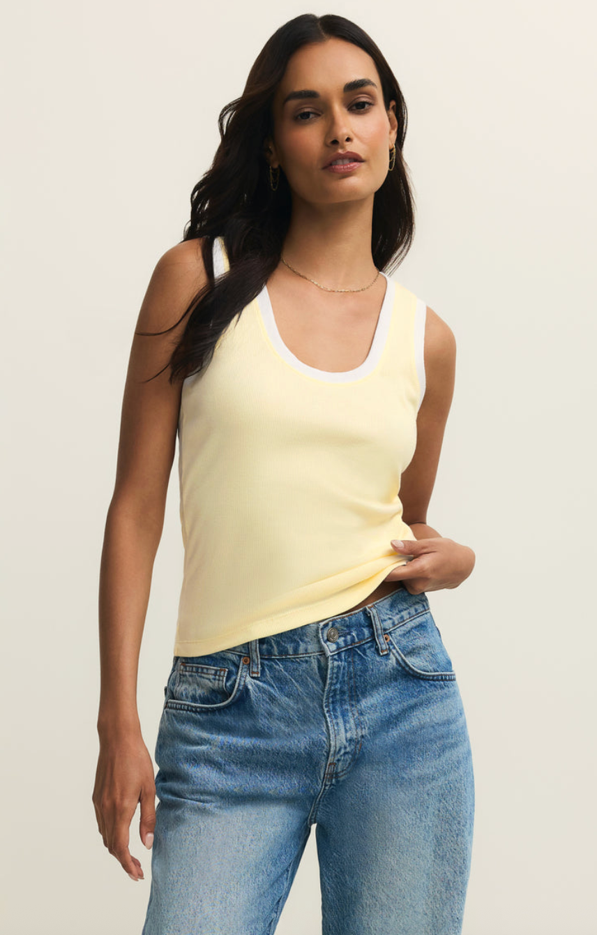 Sirena Color Blocked Rib Tank | Pineapple