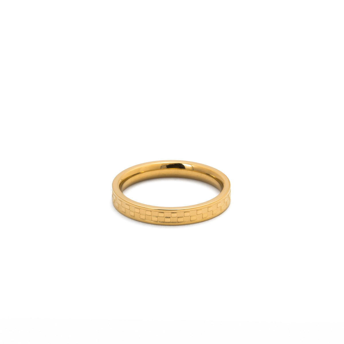 Chess Waterproof Gold Textured Ring: 8