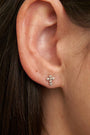 Silver Crystal Cross Studs