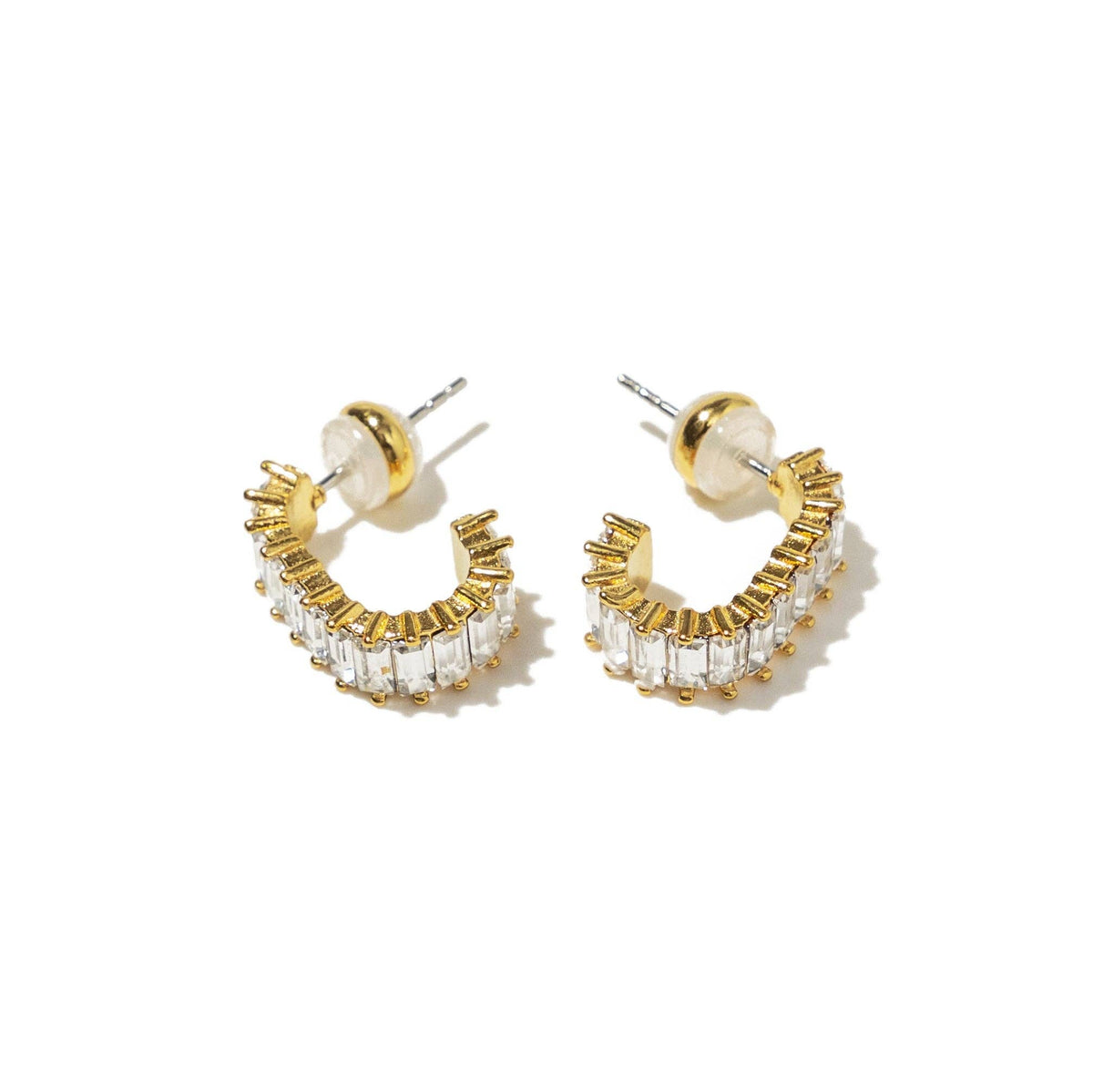 18K Gold Squared Brilliant Hoops 486: Yellow Gold