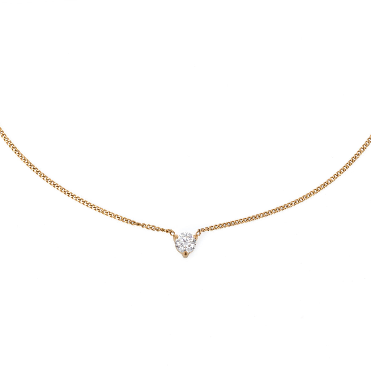 Waterproof 4mm Round Brilliant 5A CZ Solitaire Necklace