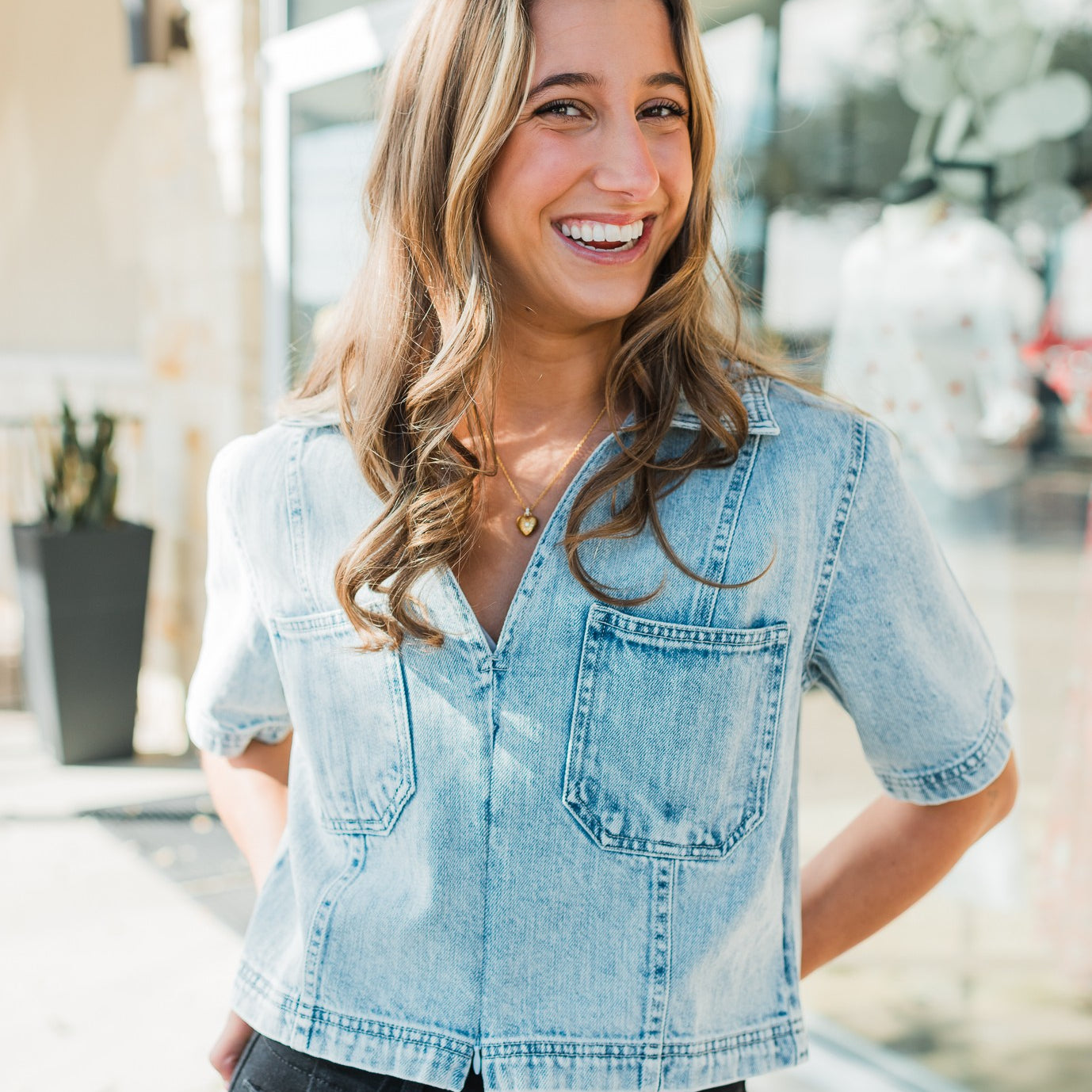 Aspen Denim Top | Acid Light
