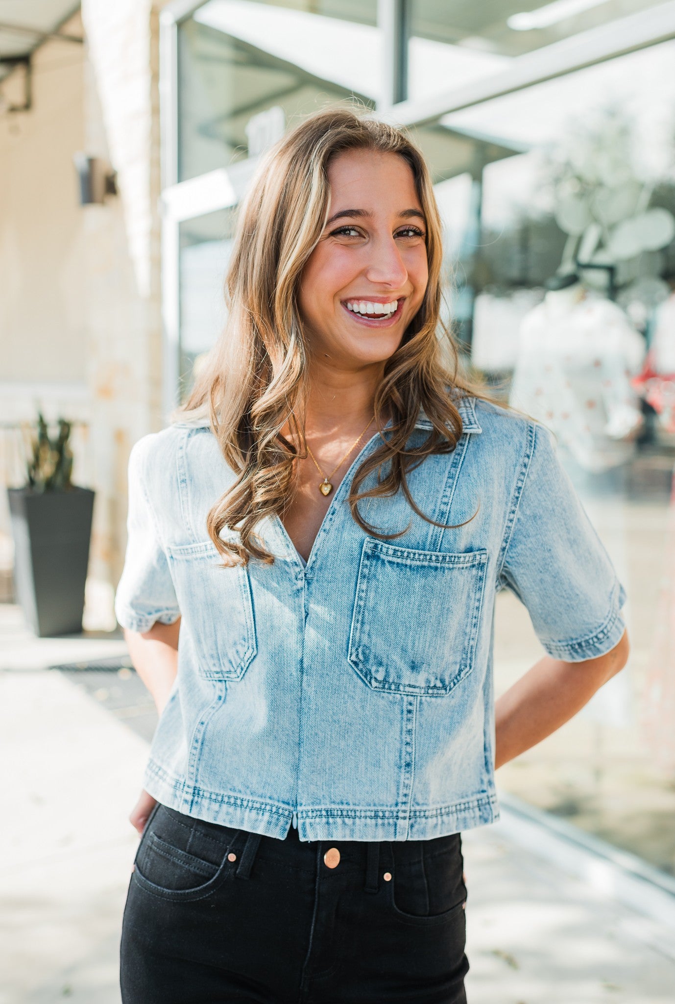 Aspen Denim Top | Acid Light
