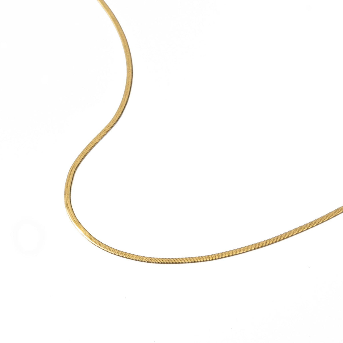 Waterproof Gold Micro Herringbone Necklace: Yellow Gold