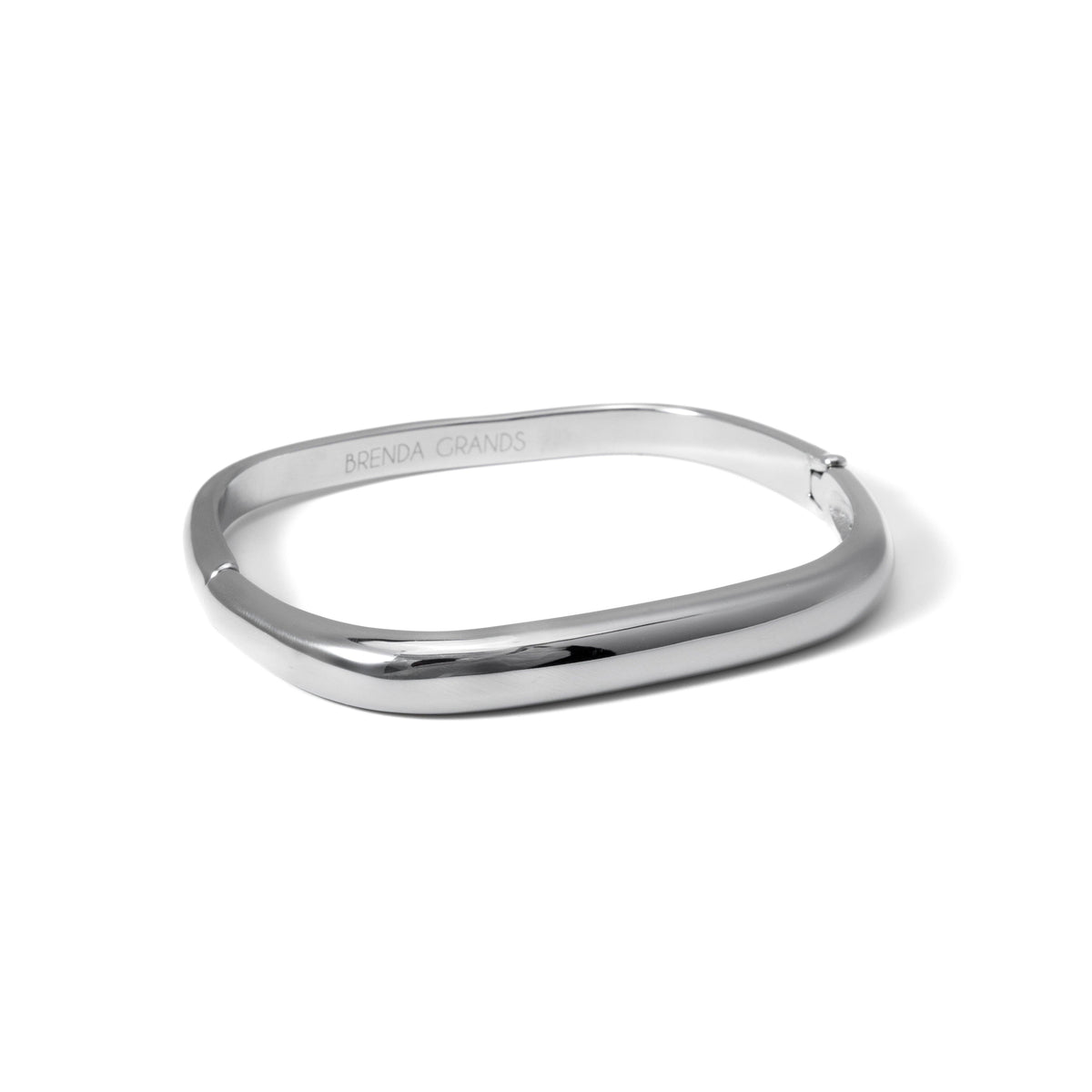Waterproof Silver Square Cuff Bangle: Silver