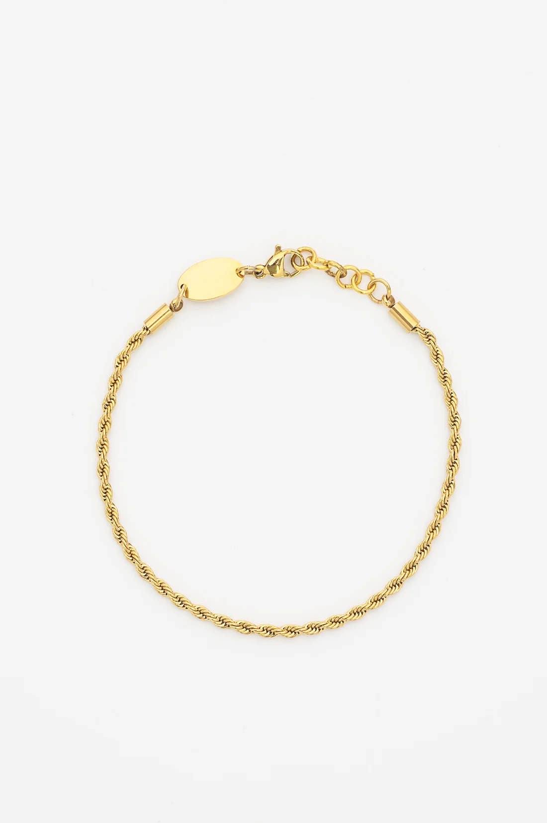 Gold Staple Rope Chain Bracelet