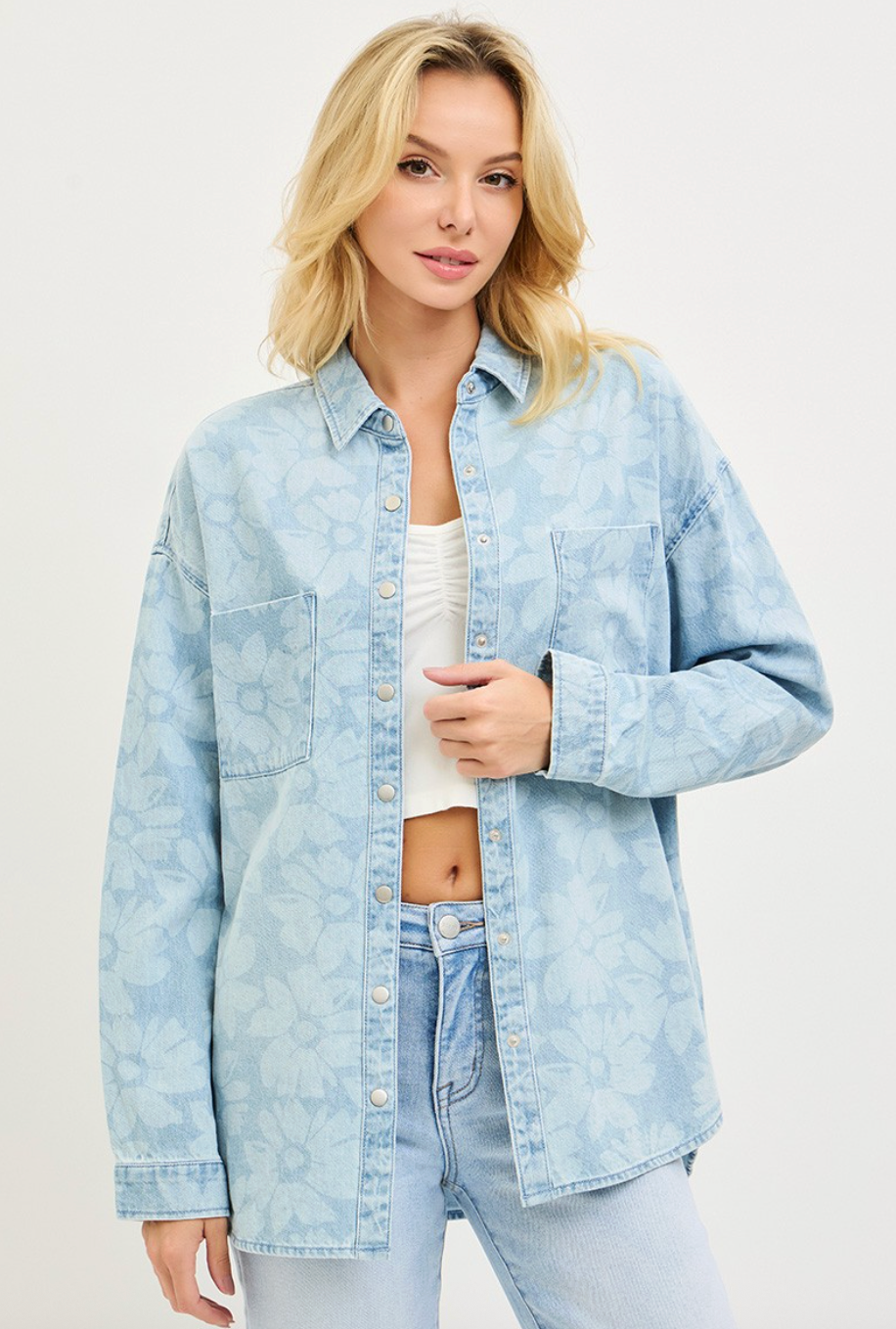Landry Floral Top | Denim