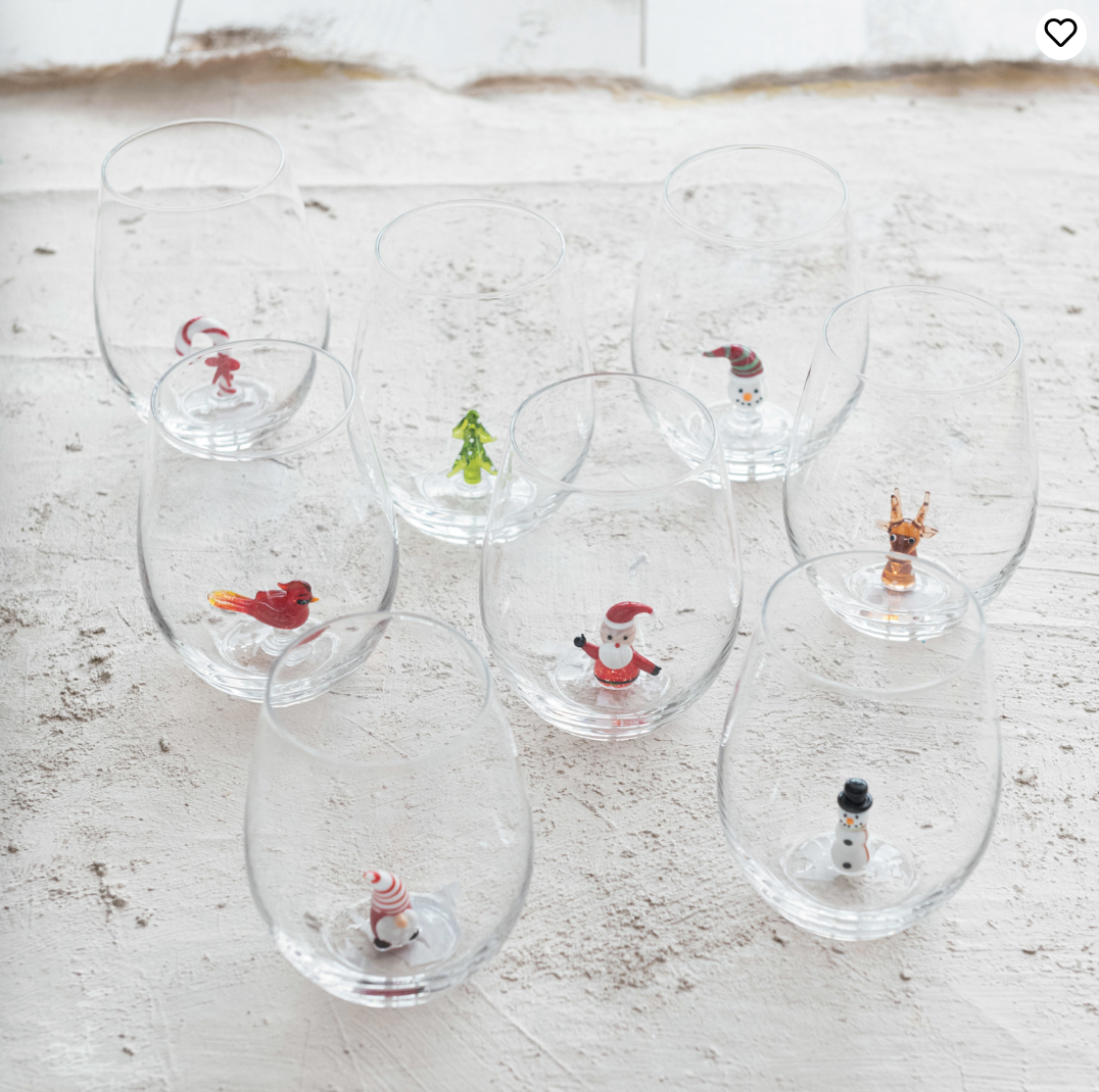 Holiday Figure Stemless Wine Glass