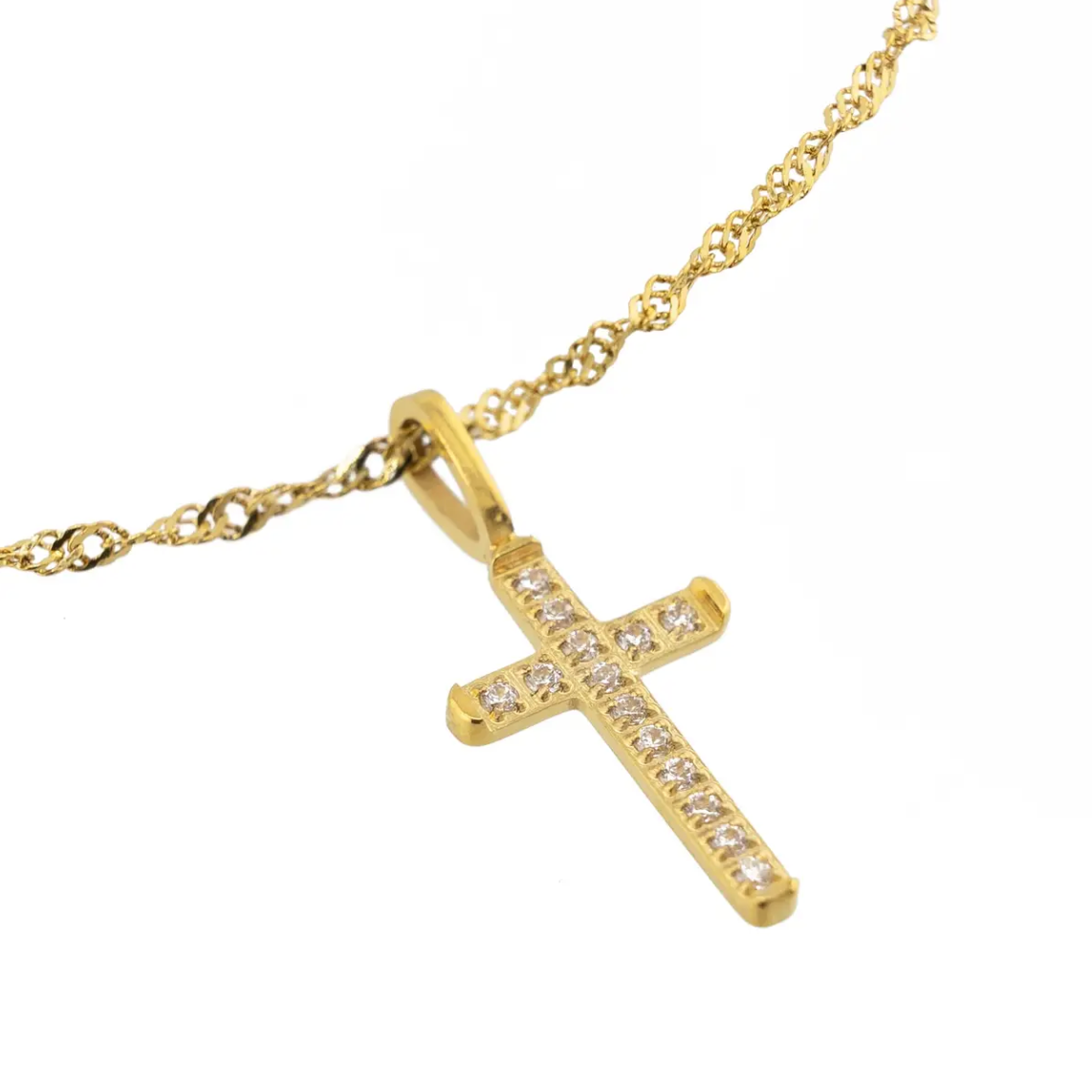 18K Gold Plated Necklace | Diamond Cross