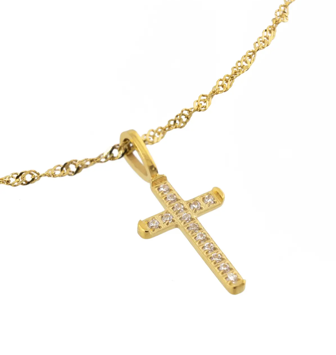 18K Gold Plated Necklace | Diamond Cross