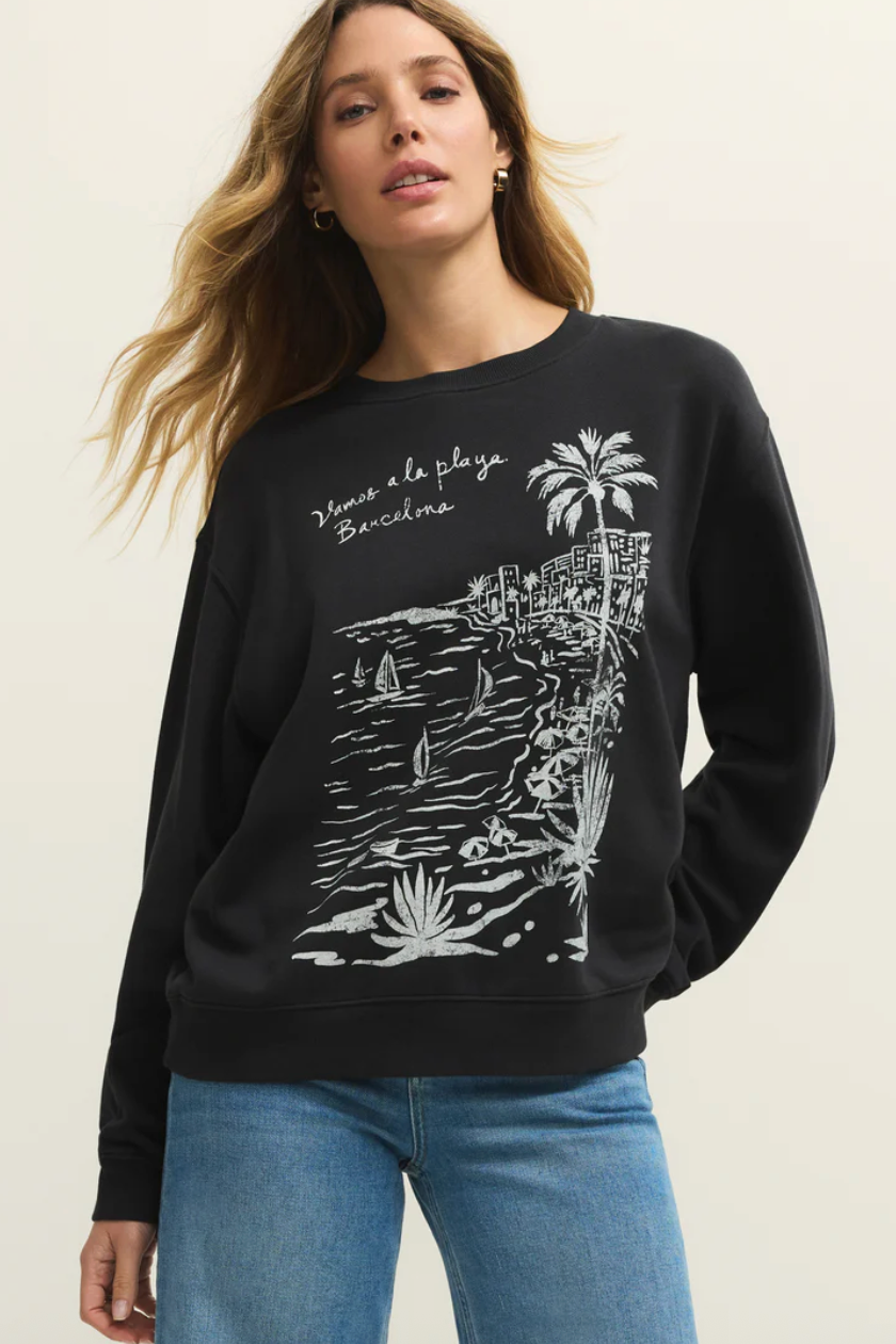 Z Supply | La Playa Boyfriend Sweatshirt | Black Sand