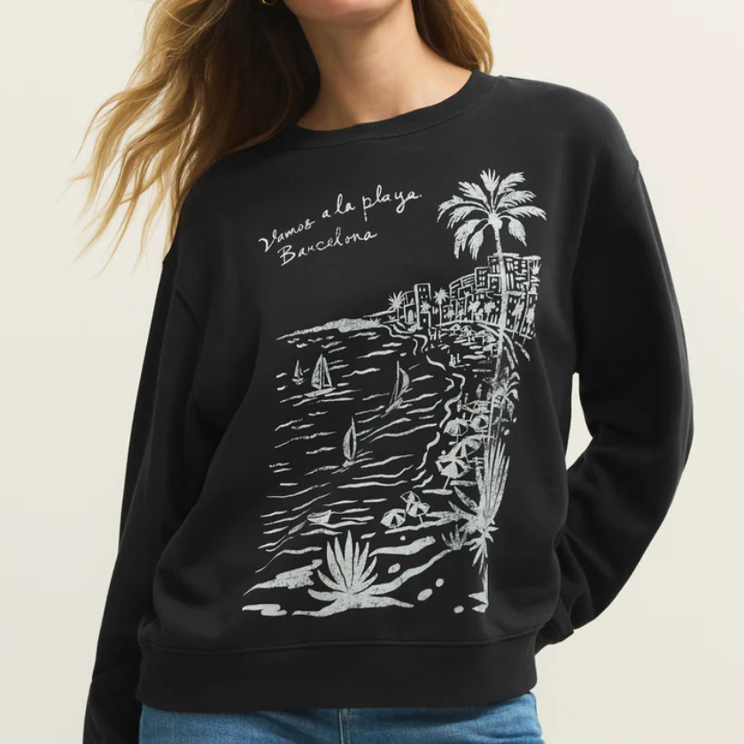 Z Supply | La Playa Boyfriend Sweatshirt | Black Sand