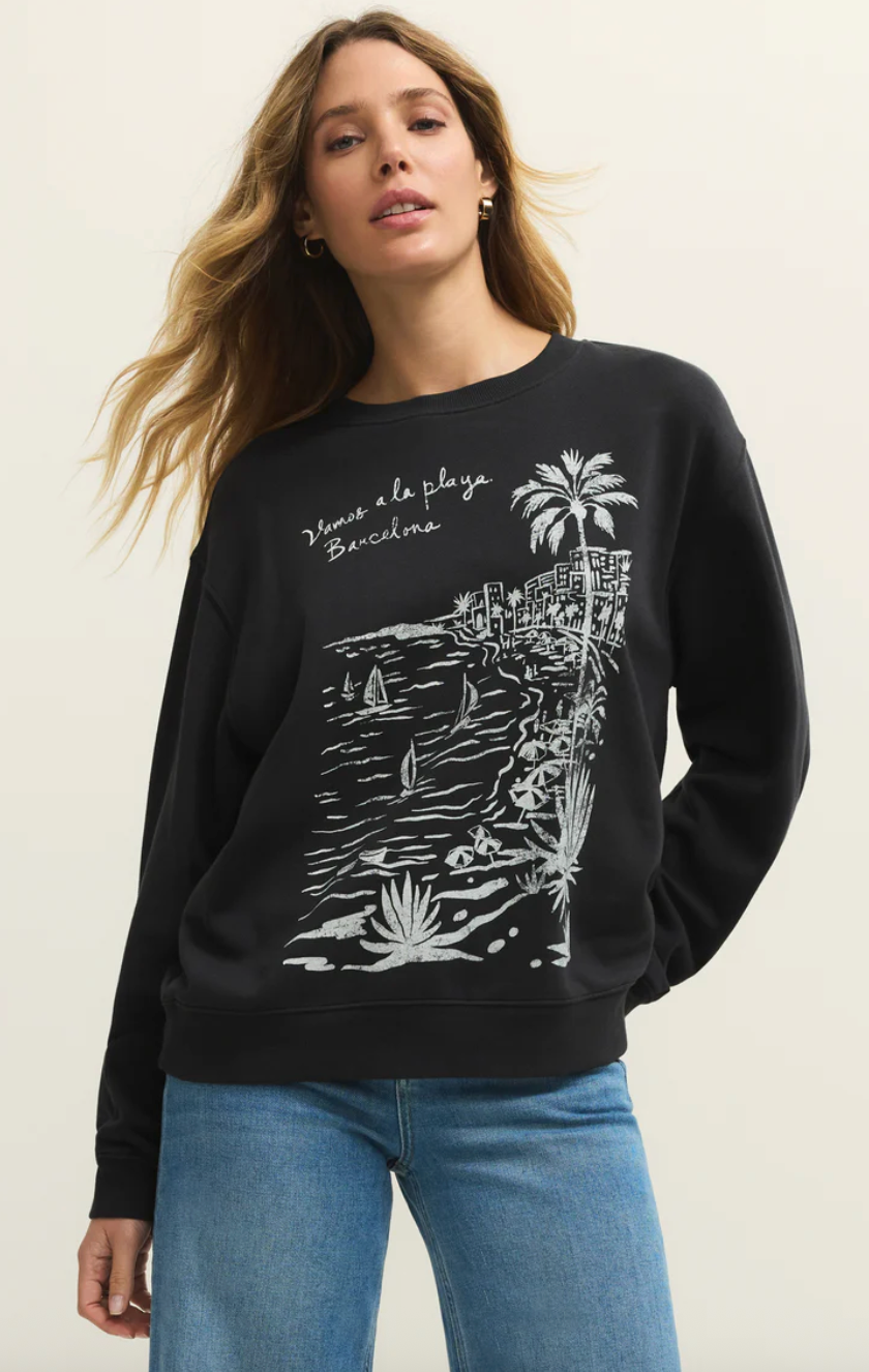 Z Supply | La Playa Boyfriend Sweatshirt | Black Sand