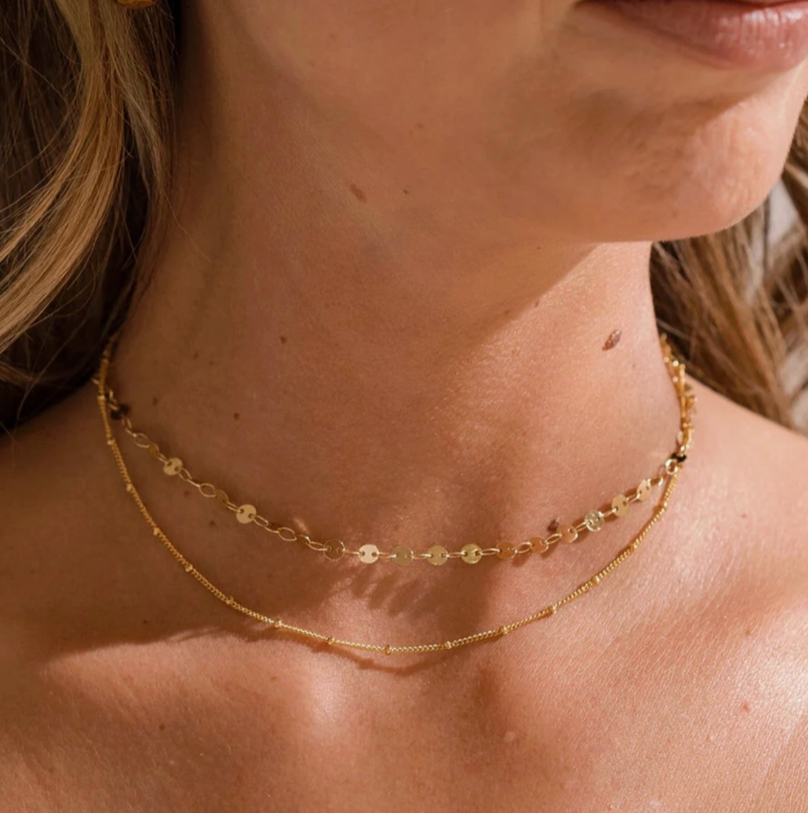 18K Gold Layered Circle Choker