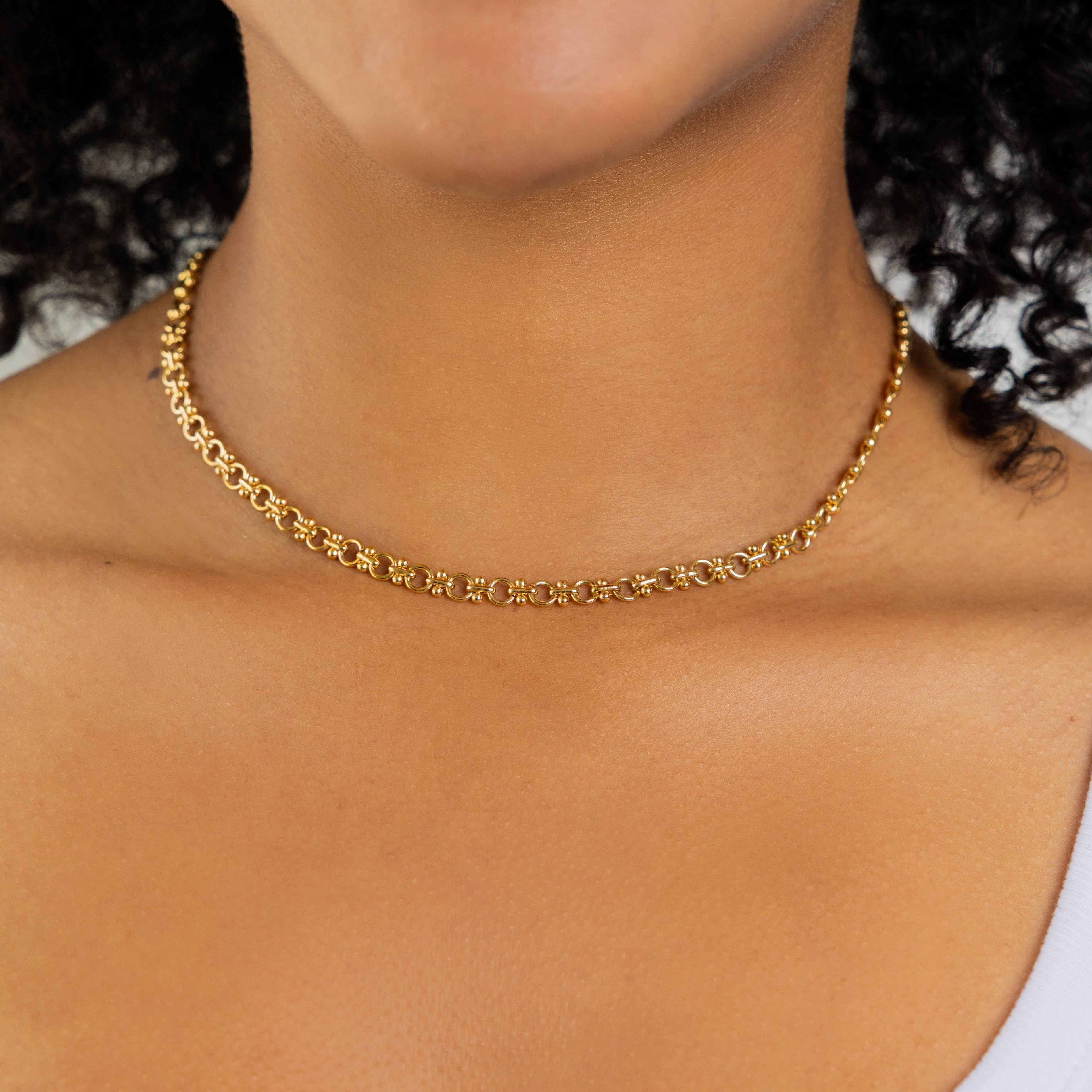 24K Gold Circle Link Necklace