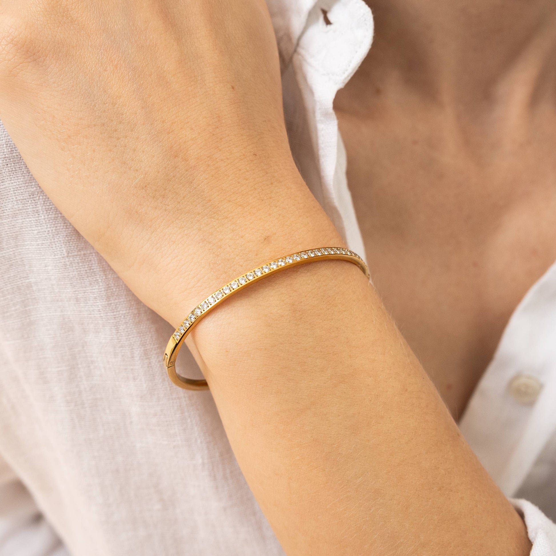 18K Gold Plated Bangle | Gold Lined Diamond