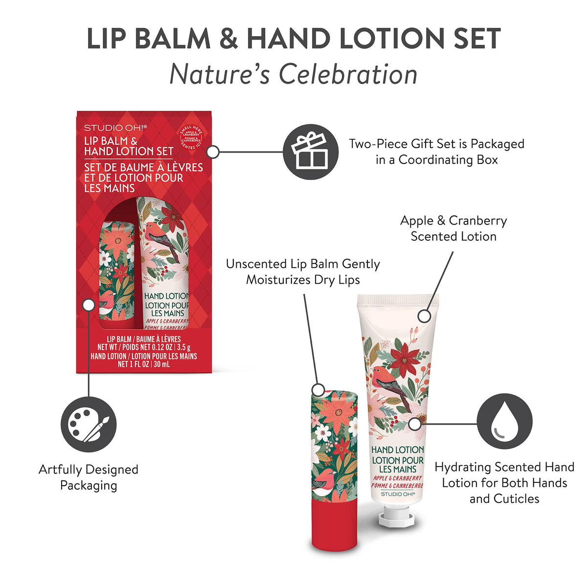 Lip Balm + Lotion Set | Christmas Nature's Celebration