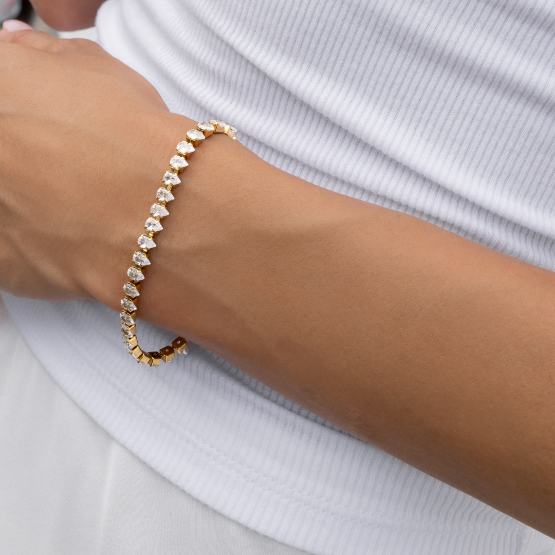 Waterproof 5mm Teardrop Tennis Bracelet