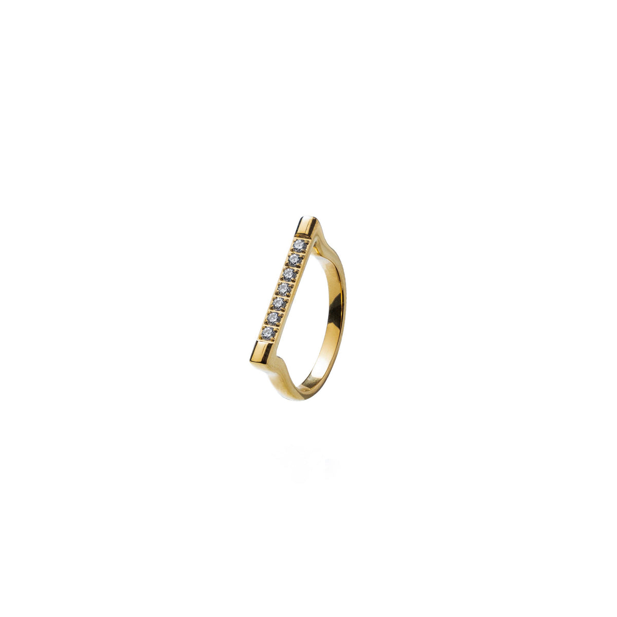 Waterproof Gold Tennis Bar Ring: 8