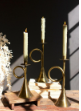 S/3 | Brass Trumpet Candle Holders