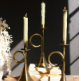 S/3 | Brass Trumpet Candle Holders